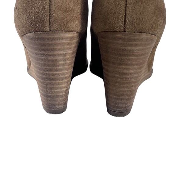 Lucky Brand Boots Womens 7 Brown Ankle Suede Stacked Wedge Y2k Booties Casual - Picture 5 of 10